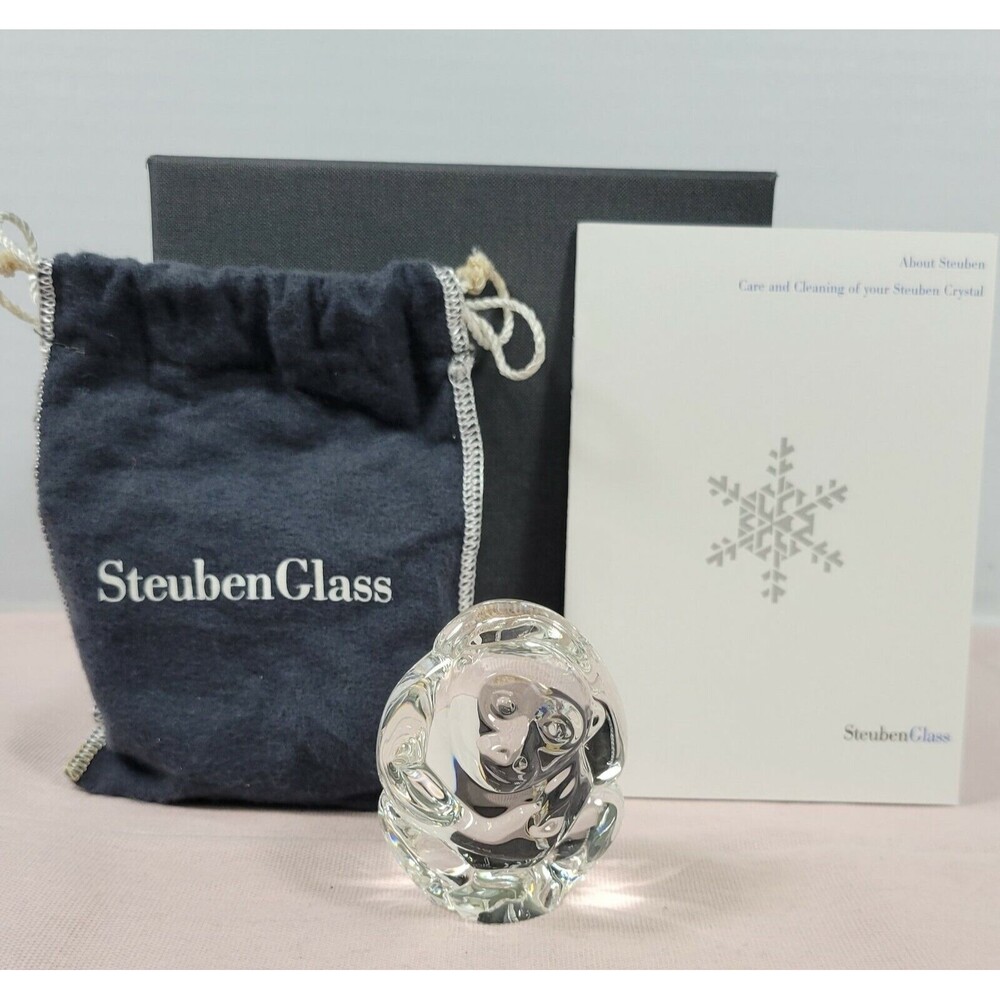 Steuben glass crystal edition "Monkey"  hand  cooler, signed and number